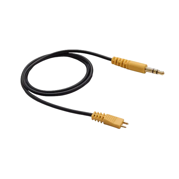 [KA004.AR06] IP30 cable for insert earphones, 3.5 mm jack, stereo, yellow straight plug, 500 mm